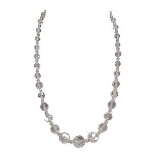 Vintage Faceted Graduated Glass Bead Chain Necklace Pretty Box Clasp 18"L, E865